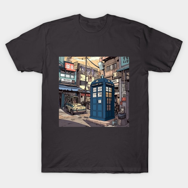 Illustration of tardis in Japan in city T-Shirt by KOTYA